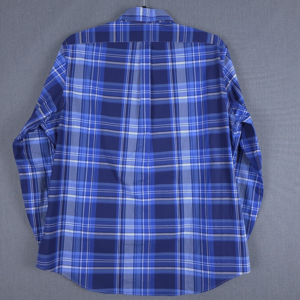 Ralph Lauren Classic Fit Shirt Mens 2XL Blue Plaid Cotton Stretch Long Sleeve - Picture 8 of 10